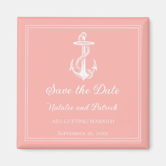 Coral Nauticaler Anker Save-the-Date-Magnet Magnet (Vorne)