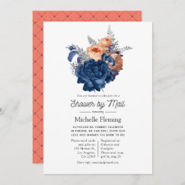 Coral, Navy and Silver Floral Shows by Mail Einladung