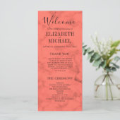 Coral Navy Blue Elegant Moderne Hochzeit Programm (Stehend Vorderseite)