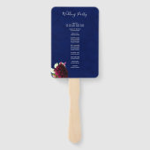 Coral Navy Blue Elegant Modernes Hochzeitsprogramm Fächer (Rückseite)