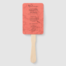 Coral Navy Blue Elegant Modernes Hochzeitsprogramm Fächer