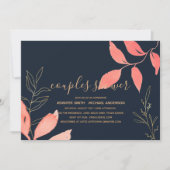 Coral Navy Blue Gold Hochzeitspaare Brautparty Einladung (Vorderseite)