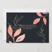 Coral Navy Blue Gold Hochzeitspaare Brautparty Einladung (Rückseite)