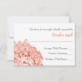 Coral Navy Blue Hydrangea Wedding RSVP Card (Rückseite)