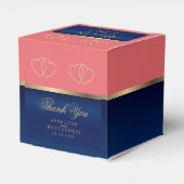 Coral & Navy Blue mit Gold Hearts Geschenkschachtel (Rückseite)