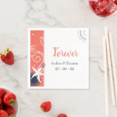 Coral & Navy Blue Nautical Beach Hochzeit Serviette (Beispiel)