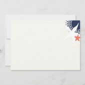 Coral Navy Blue White Nautical Wedding Einladung (Rückseite)