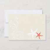 Coral Navy Blue White Nautical Wedding RSVP Karte (Rückseite)