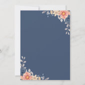 Coral & Navy Blume Elegantes Abendessen Probe Einladung (Rückseite)