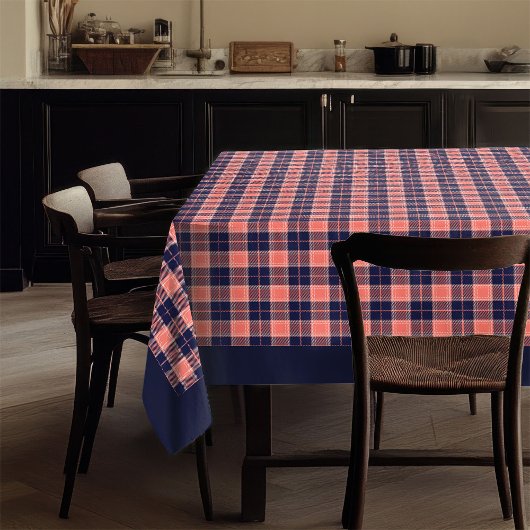 Coral Navy Karo Tablecloth Trendy Dining Vibes Tischdecke