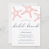 Coral & Navy Starfish Bridal Shower Brunch Einladung (Vorderseite)
