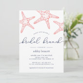 Coral & Navy Starfish Bridal Shower Brunch Einladung (Stehend Vorderseite)
