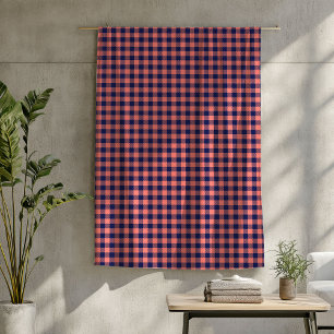 Coral & Navy Tartan Blanket Gemütlich Kariert Alle Fleecedecke