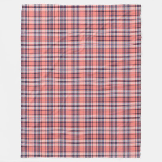 Coral Navy Tartan Throw Soft und stilvoller Akzent Fleecedecke (Vorderseite)