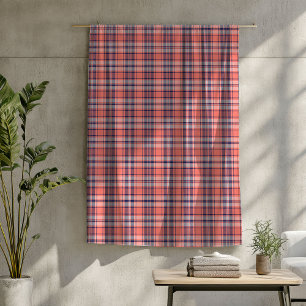 Coral Navy Tartan Throw Soft und stilvoller Akzent Fleecedecke