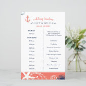 Coral Navy White Beach Wedding Timeline (Stehend Vorderseite)