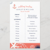 Coral Navy White Beach Wedding Timeline (Vorderseite)