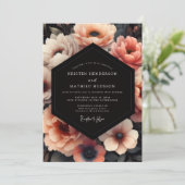 Coral Nocturne Bloom Wedding Einladung (Stehend Vorderseite)