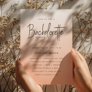 Coral Ombre Bachelorette Weekend Peach Einladung