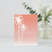 Coral Ombré Beach Wedding Save the Date Ankündigungspostkarte (Stehend Vorderseite)