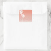 Coral Ombré Palm Trees Beach Wedding Sticker (Tasche)