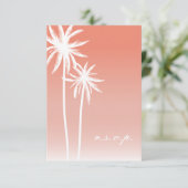 Coral Ombré Palm Trees Beach Wedding UAWG RSVP Karte (Stehend Vorderseite)