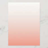 Coral Ombre | Rosa Moderne Minimalistische Hochzei Menükarte (Rückseite)