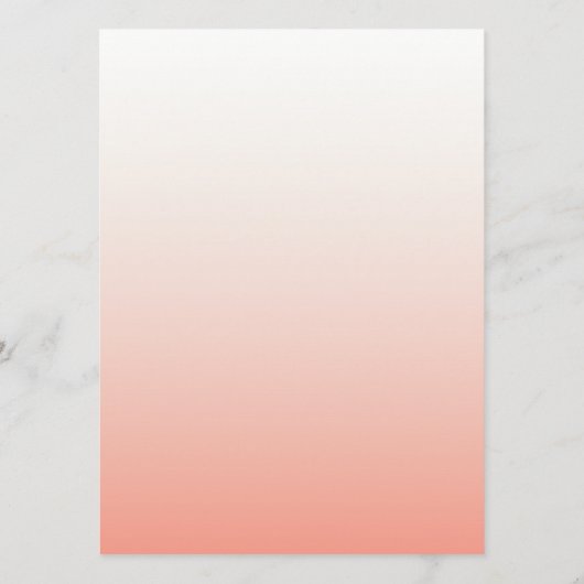 Coral Ombre | Rosa Moderne Minimalistische Hochzei Menükarte (Rückseite)