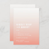 Coral Ombre | Rosa Moderne Minimalistische Hochzei RSVP Karte (Vorne/Hinten)