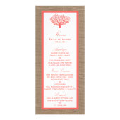 Coral on Burlap Boho Beach Wedding Menü (Vorne)