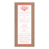 Coral on Burlap Boho Beach Wedding Program Werbekarte (Vorne)