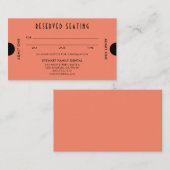 Coral Orange Art Deco Reservierte Sitzecke Terminkarte (Vorne/Hinten)