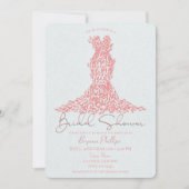 Coral Orange Blätter Dress Modern Brautparty Einladung (Vorderseite)