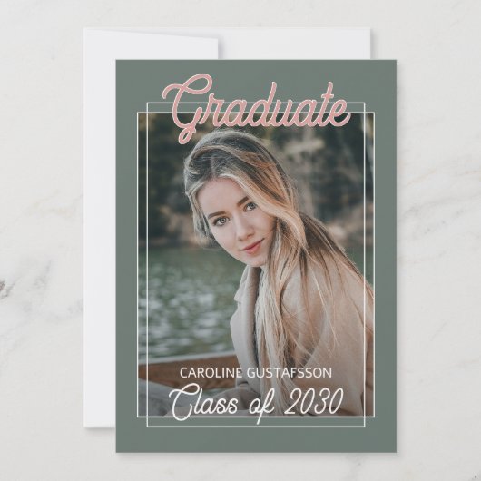 Coral Orange Blush Red Sage Green Abschluss Ankündigung (Vorderseite)