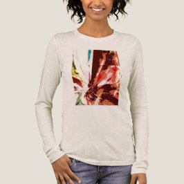 Coral Orange Brown White Abstrakt Fantasy Blume Tri-Blend Shirt