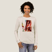 Coral Orange Brown White Abstrakt Fantasy Blume Tri-Blend Shirt (Volle Vorderseite)