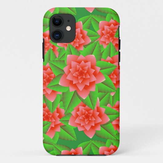 Coral Orange Camellias und grüne Blätter Case-Mate iPhone Hülle (Rückseite)