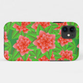 Coral Orange Camellias und grüne Blätter Case-Mate iPhone Hülle (Rückseite (Horizontal))