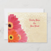Coral & Orange Gerber Daisy Wedding Einladung (Rückseite)