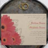 Coral & Orange Gerber Daisy Wedding Einladung