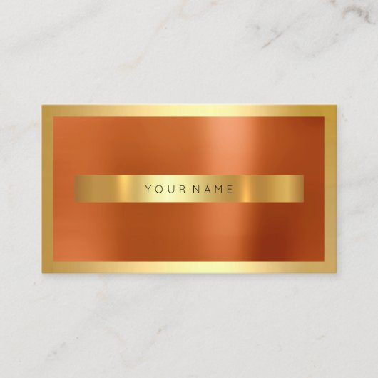 Coral Orange Gold Frame Metallic Minimal Visitenkarte (Vorderseite)