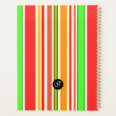 Coral Orange Green Gold White Stripes Personalisie Planer (Rückseite)