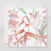 Coral Orange Heliconia Blume Wasserfarbenhochzeit Einladung (Rückseite)