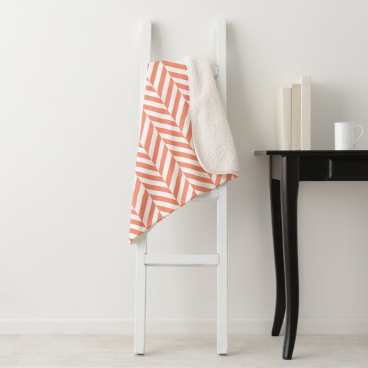 Coral Orange Herringbone Pattern Sherpadecke (Beispiel)