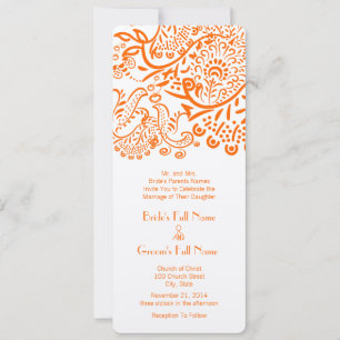 Coral Orange Love Birds Wedding Einladung