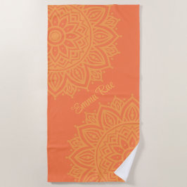Coral & Orange Mandala Blume Strandtuch
