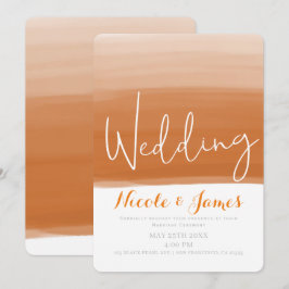 Coral Orange Melon Watercolor Modern Glam Wedding Einladung