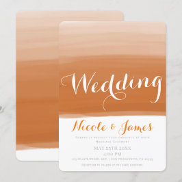 Coral Orange Melon Watercolor Modern Glam Wedding Einladung