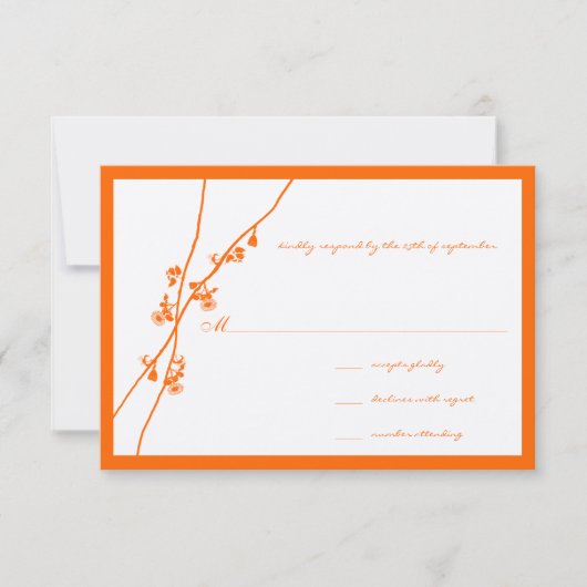Coral Orange Ochre Boho Zweigstelle Hochzeit RSVP (Vorderseite)