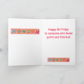 Coral Orange Patchwork Quilt Art Happy Karte (Innenseite)